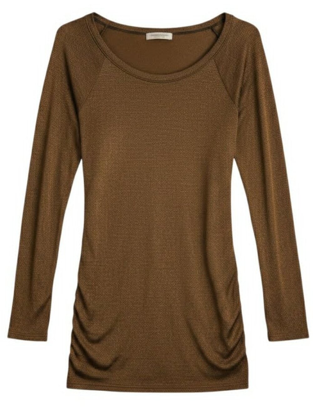 Michael Stars Size OS Copper Colored Shimmer Long Sleeved Knit Ruche Mini Tunic